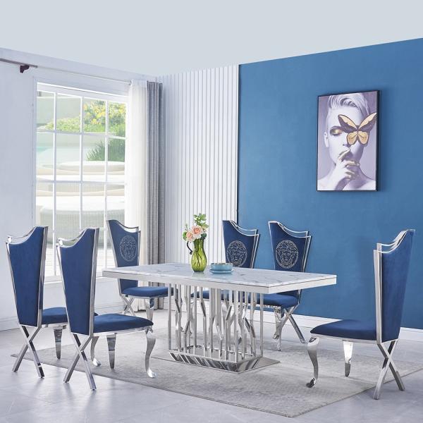 Gold Silver Leg 0.49m3 SS Dining Tables 20 - 40mm Artificial Marble Top