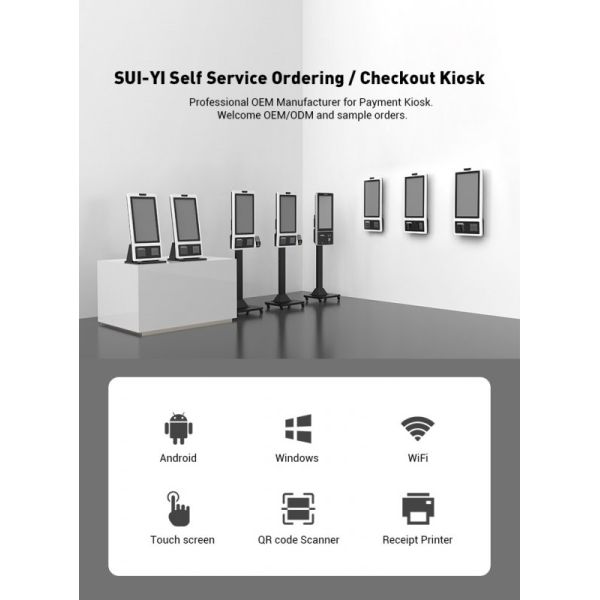 10-Point Capacitive Touch Screen Self Ordering Kiosk with 1920x1080 Resolution and Wall Mount