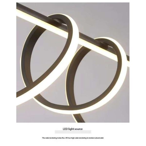 Popular Black Office Reception LED Pendant Light Creative Spiral Hotel Restaurant Pendant Lamp Wave Aluminum Chandelier