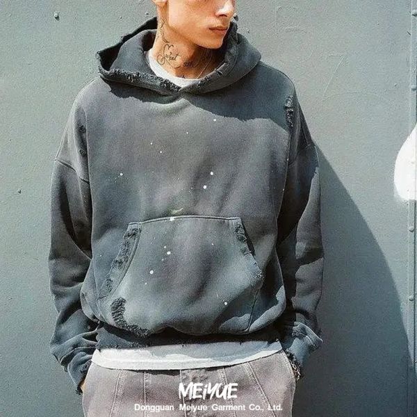 Hoodies para hombres de ropa callejera de estilo vintage 100% algodón 480 gramos