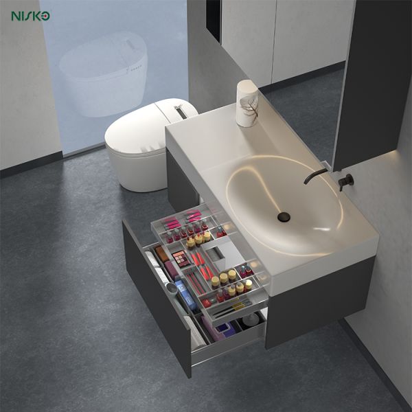 Pull Out Basket Under Sink Multi-Functional Bathroom Drawer Modular Sink Cosmetic Storage