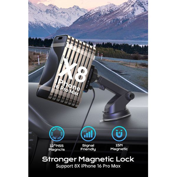 QI2 Diseño de una sola pieza estirada de todo metal Cargador inalámbrico Magsafe Monte de automóvil 9 Colores claros Tectura de metal completo