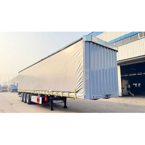 TITAN 3 Axle Pvc Tarpaulin Side Curtain Semi Trailer Curtainsider Dry Van Box Trailer for Sale in Russia