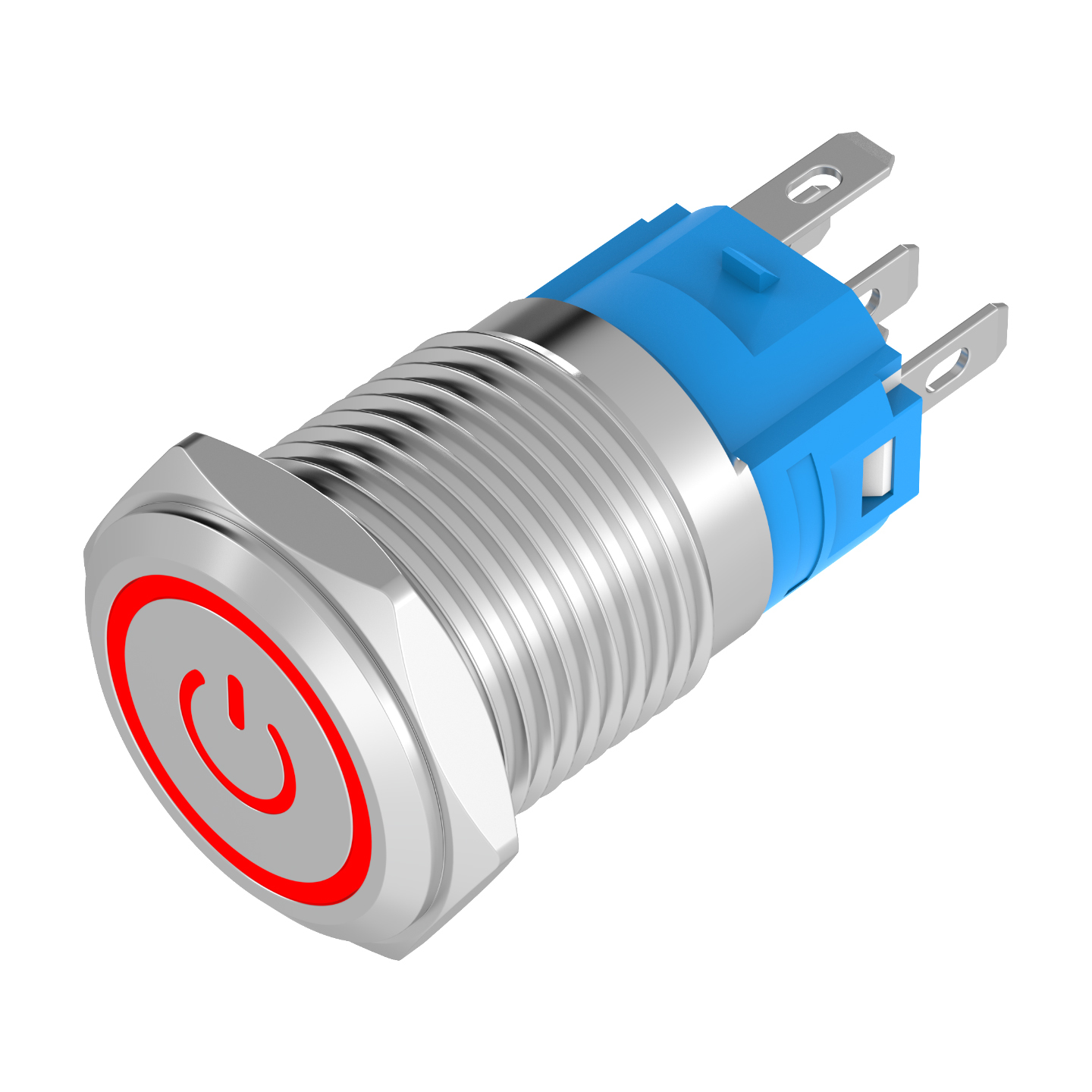 16mm metal button switch, self-reset and self-locking, black with ring light, normally open and normally closed, power button 220V