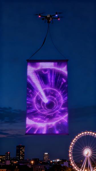 15mm PC IP67 Waterproof Drone Flying LED Screen World Cup Opening Ceremony Aerial Hanging LED Screen For Grand Ritual Atmosphere