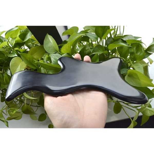 Black Large Bian Stone Gua Sha Lymphatic Drainage Massage Tool for Neck Back Shoulder Waist Buttock Body Therapy Massager Tools