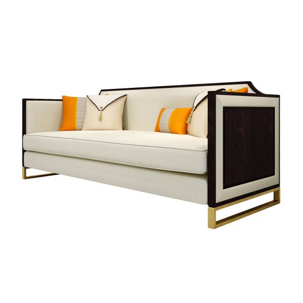 Lobby Furniture solid wood sofa with Cotton linen Upholstered Sofa in 2+3 seat of Villa furniture
