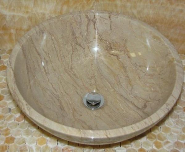 Sahara Beige Marble Kitchen Bathroom Sinks With Multi Red Onyx Mosaic Inlay