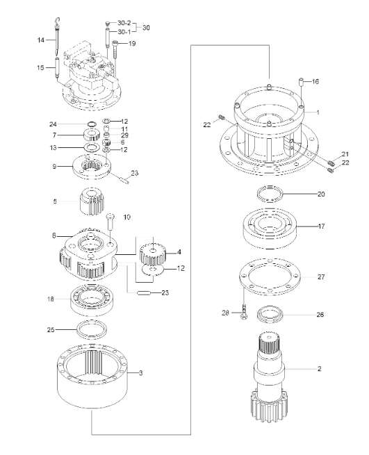 XKAQ00034 XKAQ-00034 Moteur d'orientation de pelle pour HYUNDAI R140W7 R170W7 R170W7A