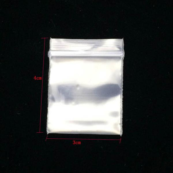 Herb Packaging Mini Plastic Zipper Bags / Clear Poly Bags 3*4cm Size