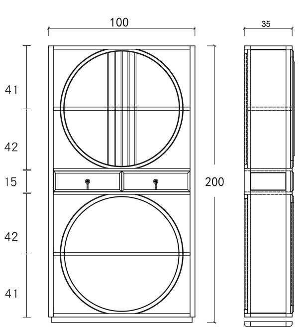1000*350*2000mm Antique Wood Shelf