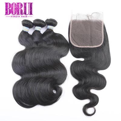 cabelo humano do Virgin brasileiro da categoria 10A com fechamento do laço nenhum BORUI de derramamento