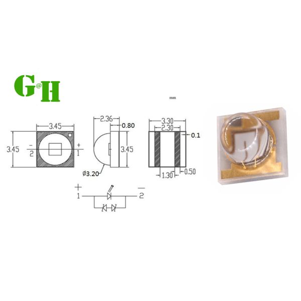 Chipsize 1.6mm X 0.8mm 940nm 3w IR LED Infrared Emitter Suitable for Night Vision Security Systems and Remote Controls