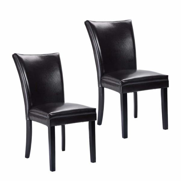 Black Leather Dining Room Chairs W / Tufted Backrest Modern Home Furniture Party