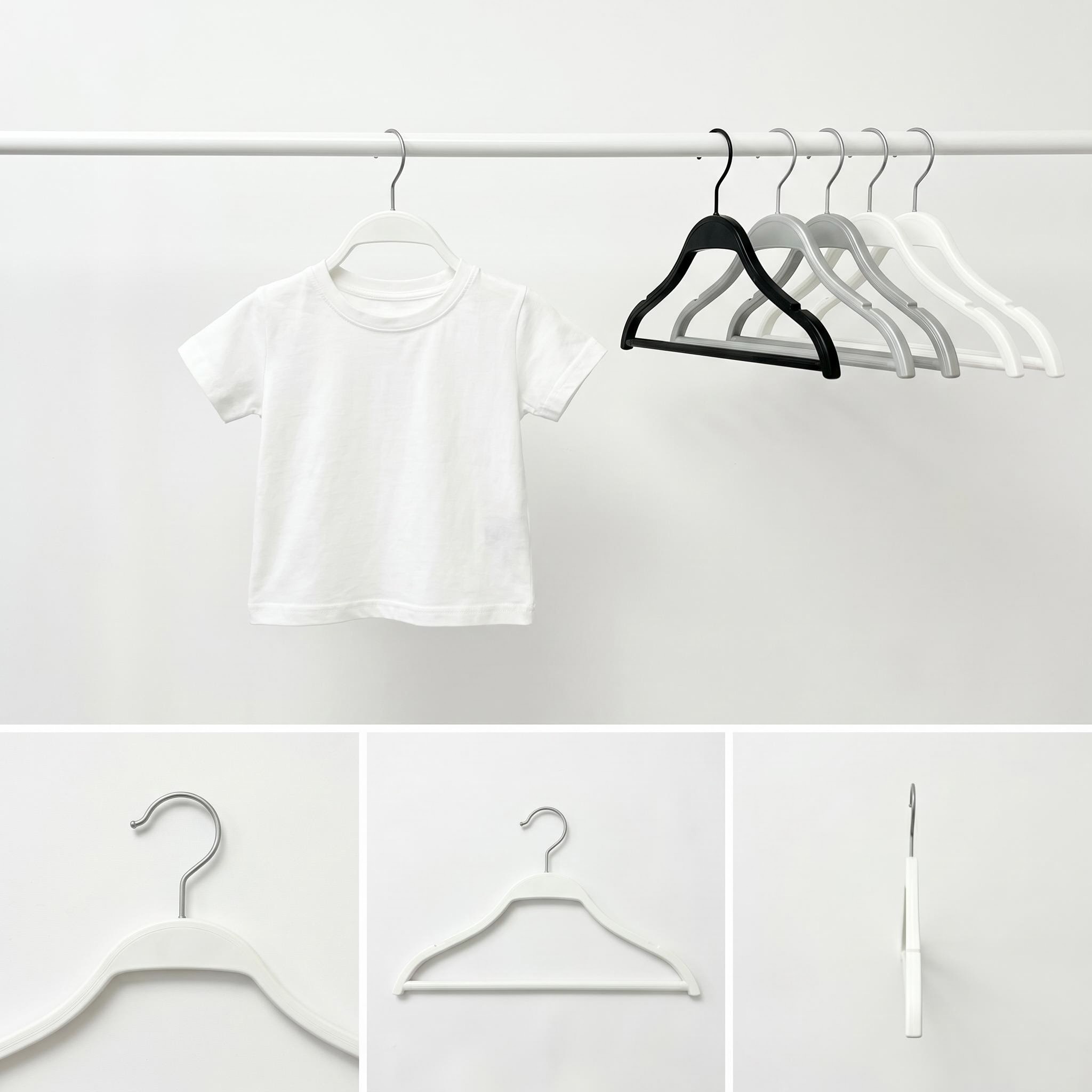 32cm length ABS/PP children's clothing hangers with grooved anti-slip design for secure garment display