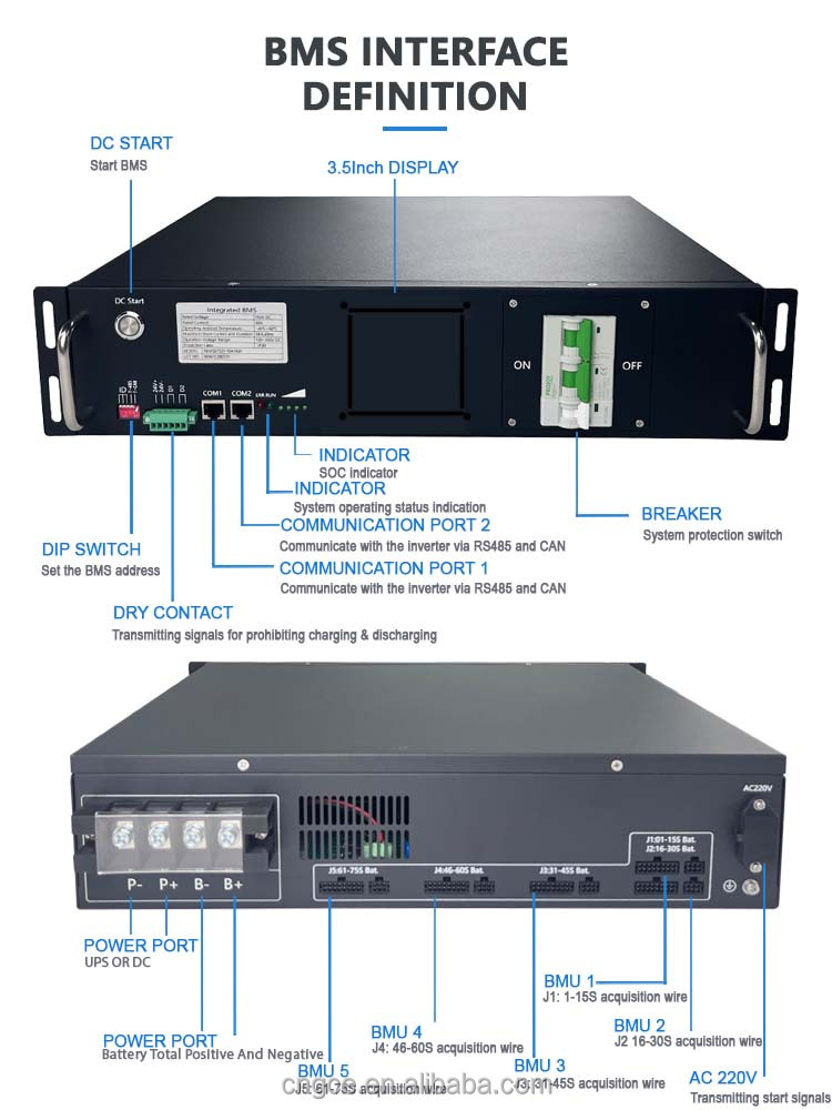 Интегрированный BMS 38S121.6V 100A Литийный BMS Lifepo4 BMS Для UPS BESS Солнечный ESS Высоковольтные литийные батареи