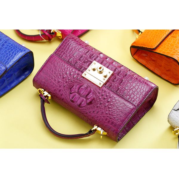Genuine Alligator Skin Key Lock Closure Lady Small Handbag Authentic Crocodile Leather Women Flap Purse Shoulder Bag