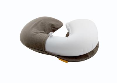 Washable Travel Neck Pillow Velvet Inflatable Flocked Air Rest Pillow with Eye Mask