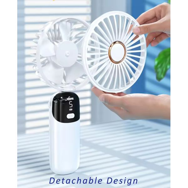 Mini Desk Foldable Fan 1200mAh 5 Speeds Ultra Quite Portable Handheld Fan for Women Girl