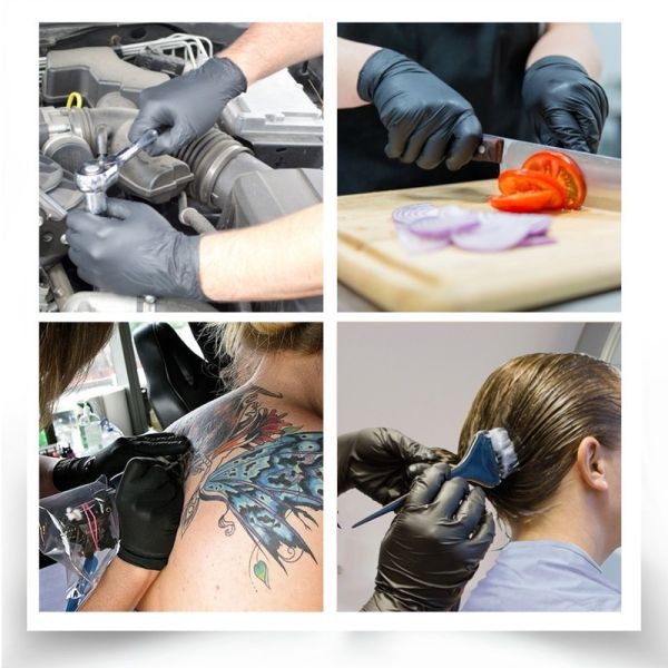 Black Nitrile Disposable Gloves Chemical Resistance S M L XL XXL Size