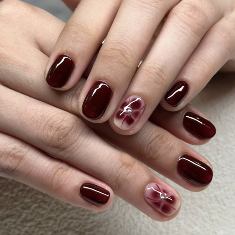Glossy Finish Holiday Artificial Nails Private Label Short Square Fake Nails