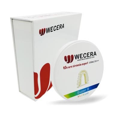 1200Mpa Dental Zirconium Multicouche Blanc D98*18mm 57% Translucide 14 Unités