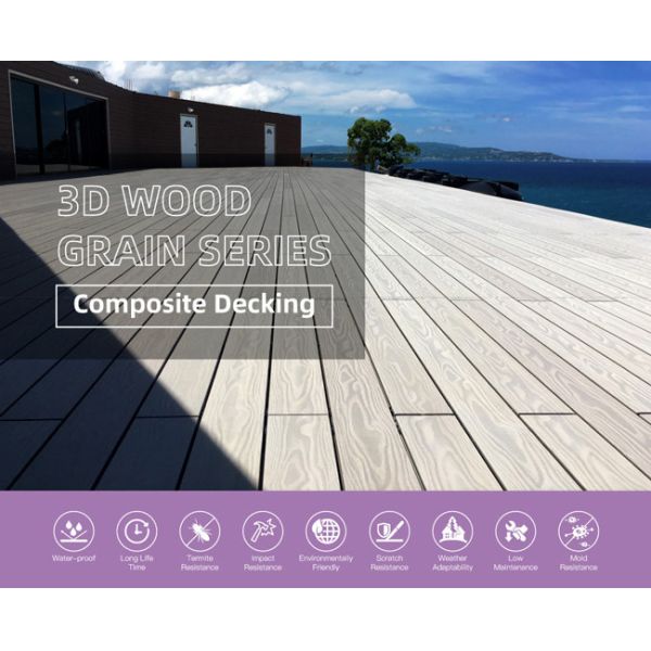 UV Resistant Grey Solid Composite Decking Trim Boards Eco Wood Lumber