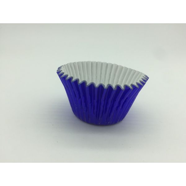Blue Aluminum Foil Cupcake Liners , Greaseproof Foil Cupcake Wrappers Food Grade