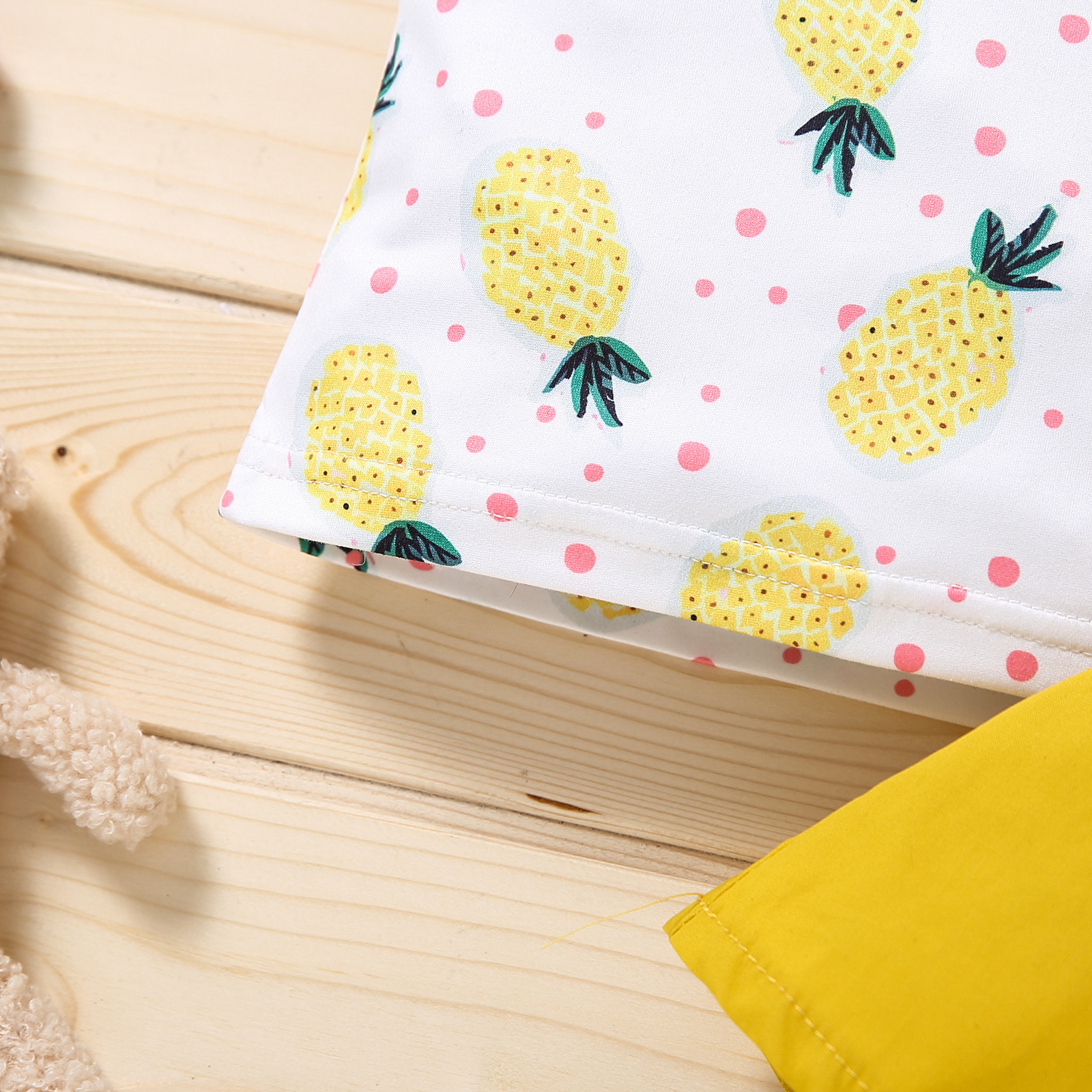 80cm Fruit Print Summer High Waist Suspender Skirt With Suspenders Attached