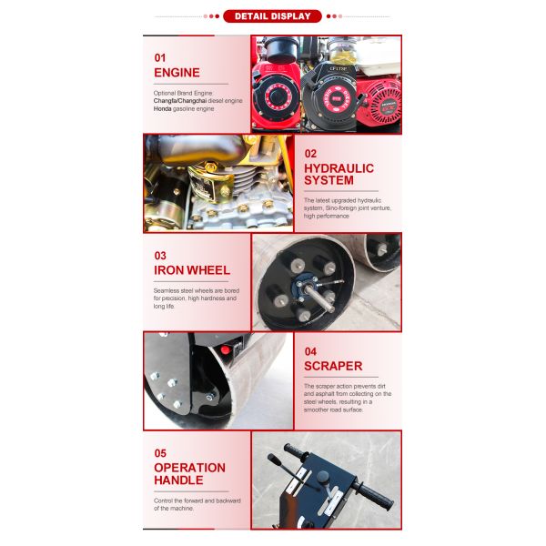 11KW Walk Behind Mini 500Kg Single Drum Hand Asphalt Small Tandem Rollers Compactor