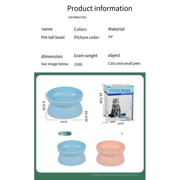 Elevated Raised Cat Bowl Double Bowl Neck Guard Drinking Water Feeding Plastic Dog Bowl