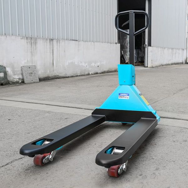 Blue Manual Hand Pallet Truck with Printer and 2500kg Load Capacity