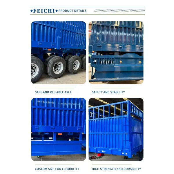 Feichi 3 4 Axle Drop Side Wall Fence Semi Trailer Sidewall Dropside Cargo Transport Truck Trailer for Sale with High Quality