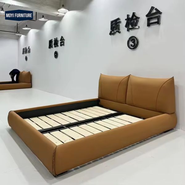 Modern MDF Panel King Size Bed Frame Classic Luxury White Bedroom Furniture Set MOYI Luxury Queen Leather Designer