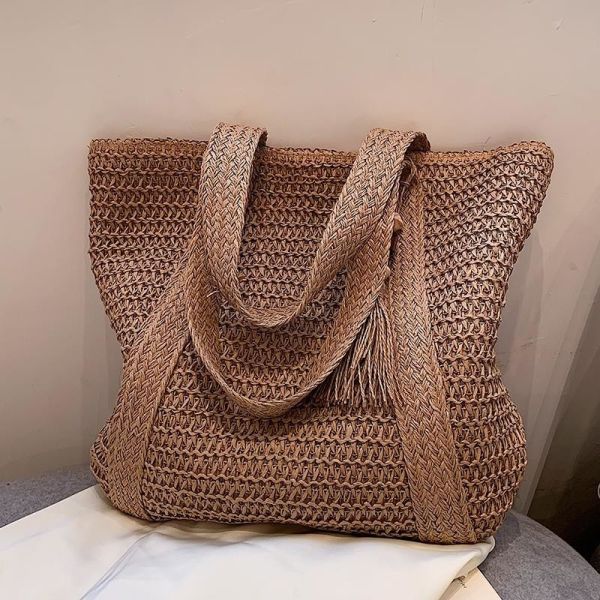 Straw Bags for Women Summer Beach Woven Tote Hobo Handbag Casual Straw Shoulder Bags for Travel Vocation
