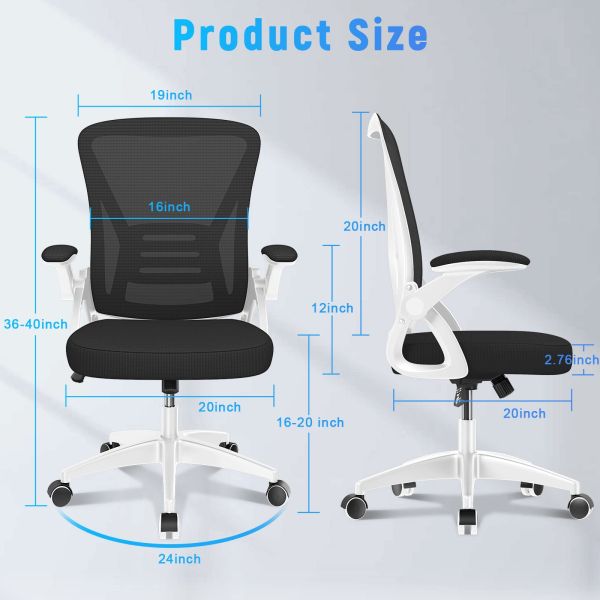 Comfortable Mid Back Computer Chair with Flip-Up Arms and Lumbar Support 23.6 Pounds