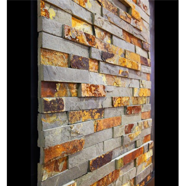 S1120 Flat Split Surface Finish Ledge Stone, Rust Slate Wall Stone Cladding