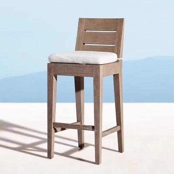 Solid Wood Style Courtyard Teak Wood Chair for Outdoor Garden Patio Hotel Bar Stool
