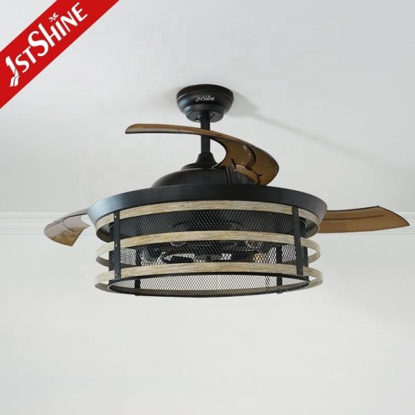 Ventilador de tecto retrátil de 52 polegadas com fluxo de ar grande com lâminas ocultas e função de memória