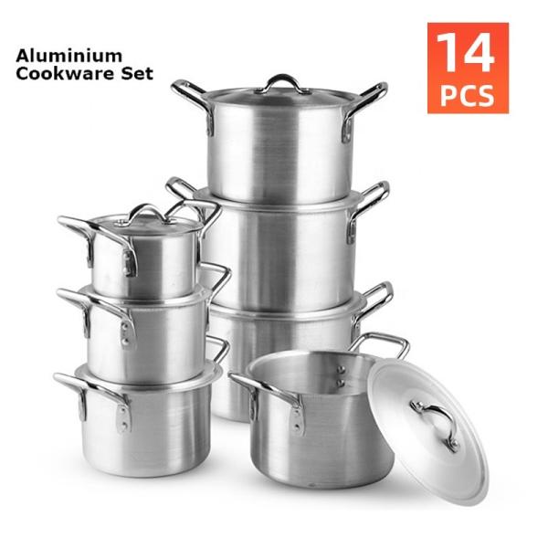 Hot Selling Kitchen Cooking Pot 5 PCS 7 PCS Cookware Sets Aluminum Soup Pot Set With Lid
