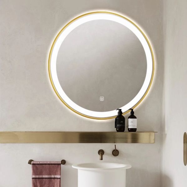 Aluminium Framed LED Round Bathroom Mirror With Smart Touch Screen