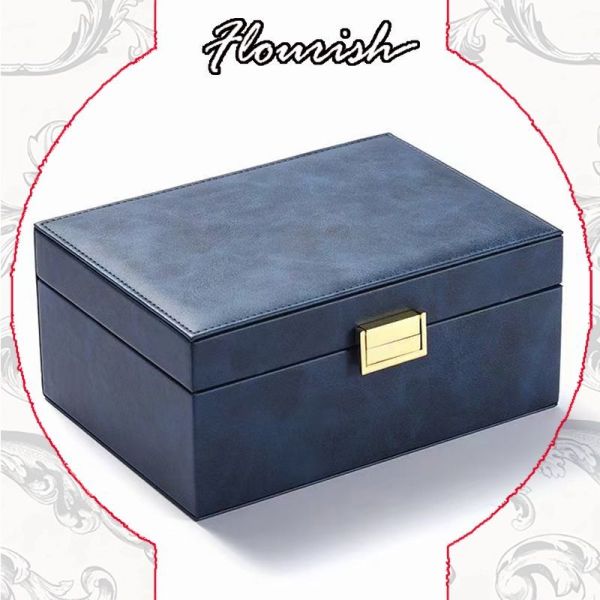 0.5 kg Logo d'estampage à chaud personnalisé de couleur marine Carton rigide Jeux de bijoux Boîte d'emballage pour emballage écologique