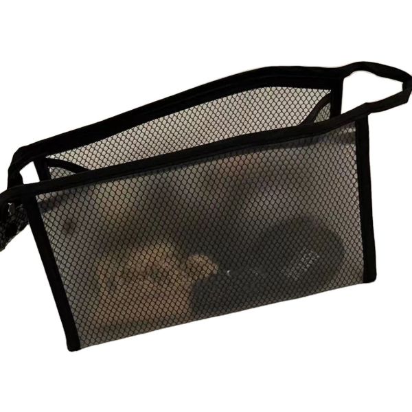 Black Mesh Bags Custom Durable Makeup and Travel Storage Bags with Mesh Zipper Pouch