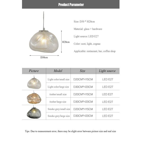 Design Smoky Grey Glass Pendant Light Art Restaurant  Living Room 73 Random Pendant Light(WH-GP-150)