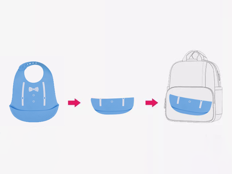 Food Grade Feeding Bib Waterproof Silicone Bibs Customized For Baby