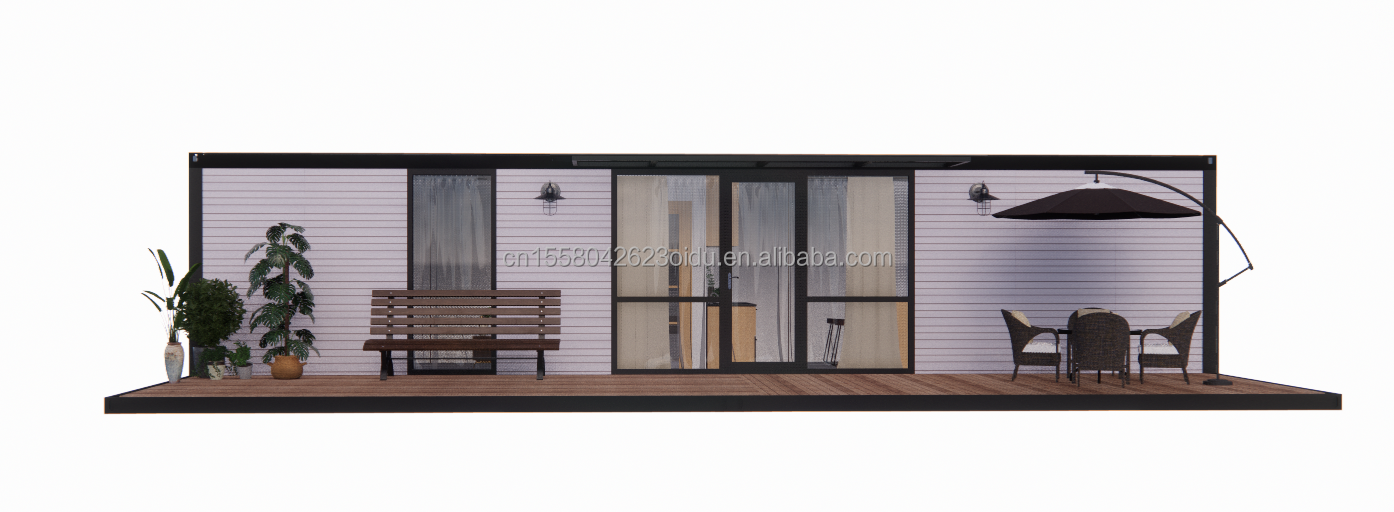 Hôtel 20 pieds Mini panneau de sandwich amovible en acier préfabriqué Pack plat préfabriqué Petit kit de maison de jardin modulaire