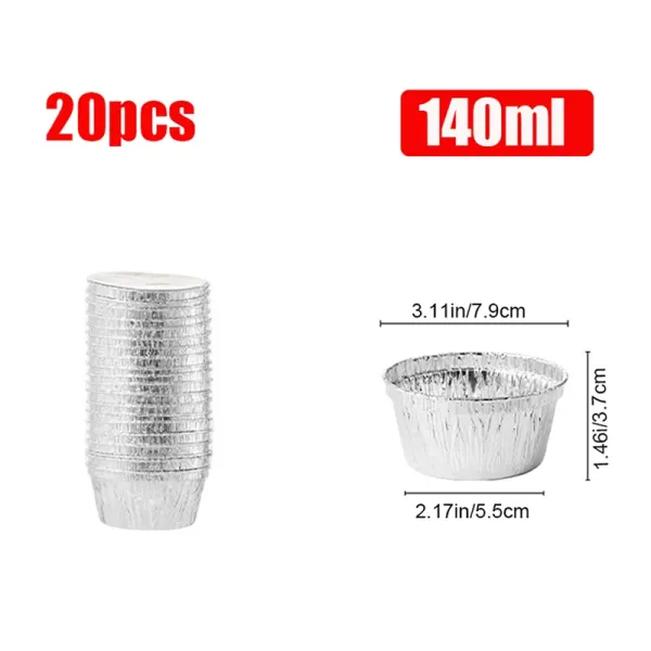 20Pcs Air Fryer Aluminum Foil Cake Cups for Baking Tin Steamer Mats and BBQ Food Tray