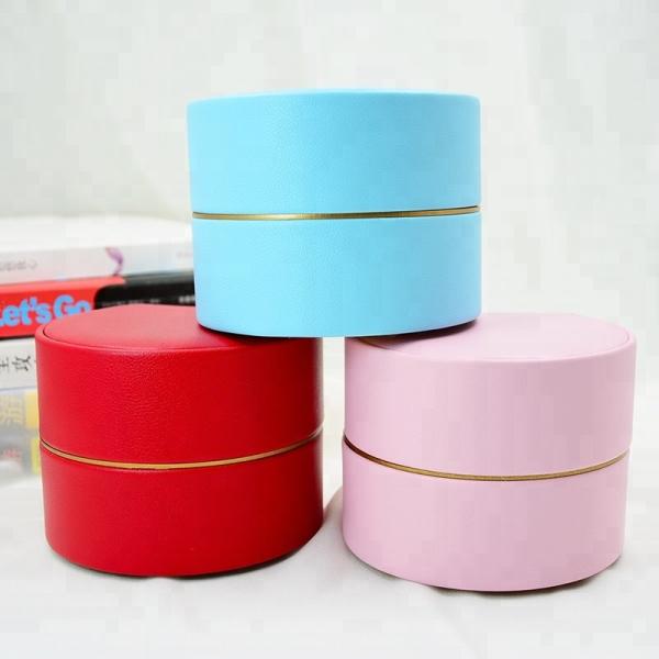 Blue / Pink / Red Leather Jewelry Box With Custom Logo Empty Round Shape
