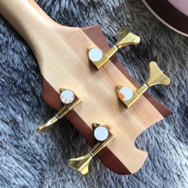 Custom Grand Rickenbacker Style 4 Strings Neck Through Body Electric Bass Guitar Carve Top Musical Instruments Factory