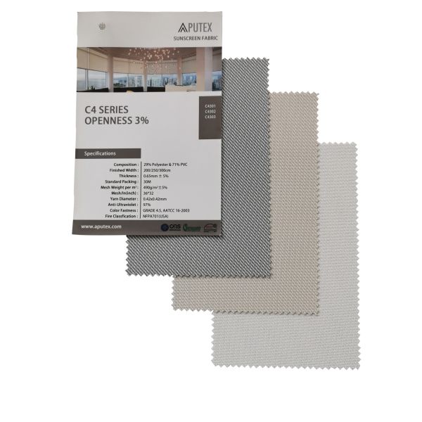 C4 Polyester Sunscreen Fabrics Openness 3% Sun Protection Mesh Fabric